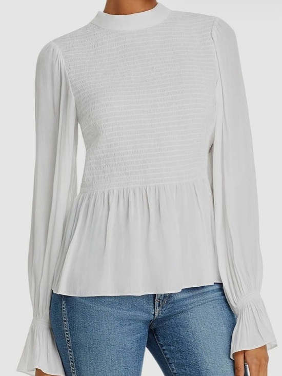 Ramy Brook Tops - RAMY BROOK Justine Smocked Bell Long Sleeve Blouse White Size Small
